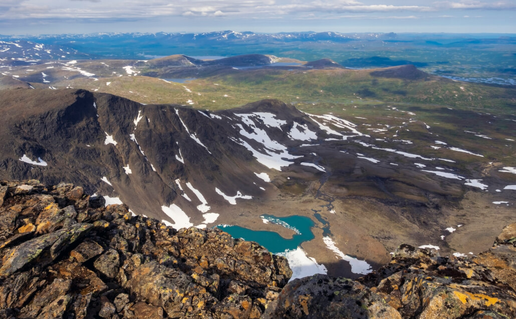 Norra Sytertoppen mot Ammarnäsfjällen sommardag.